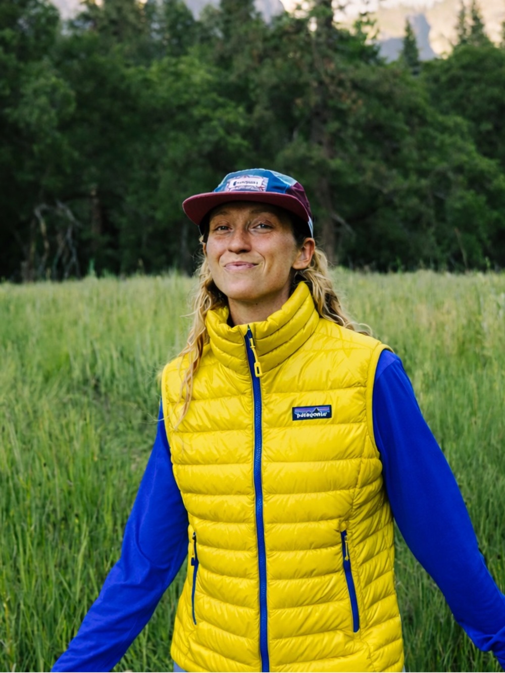 Patagonia Down Sweater‎ Vest Sulphur Yellow Cobalt Blue Size Small Puffer Vest